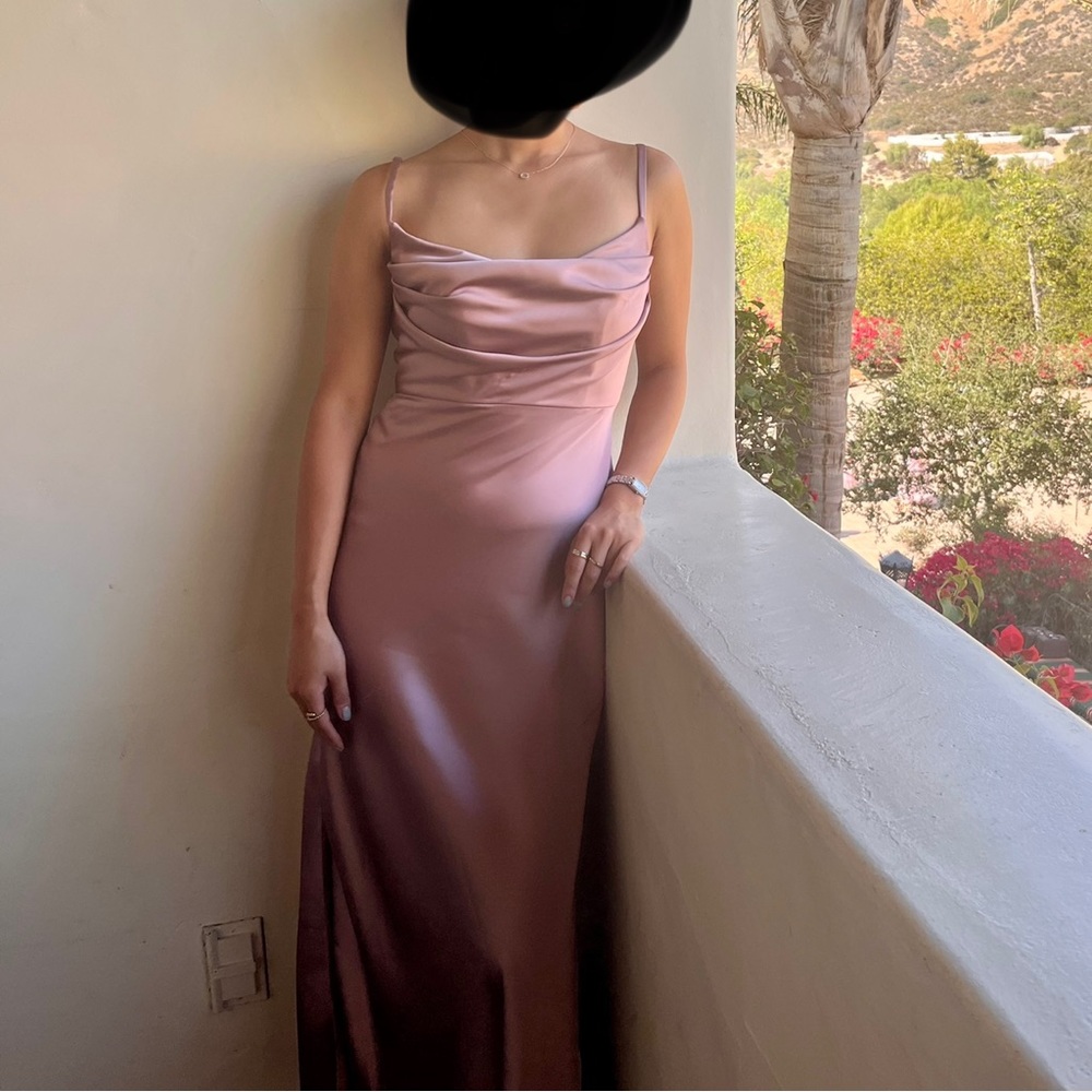 Revelry Skye Rose Quartz Satin Bridesmaid Dress - Size 4